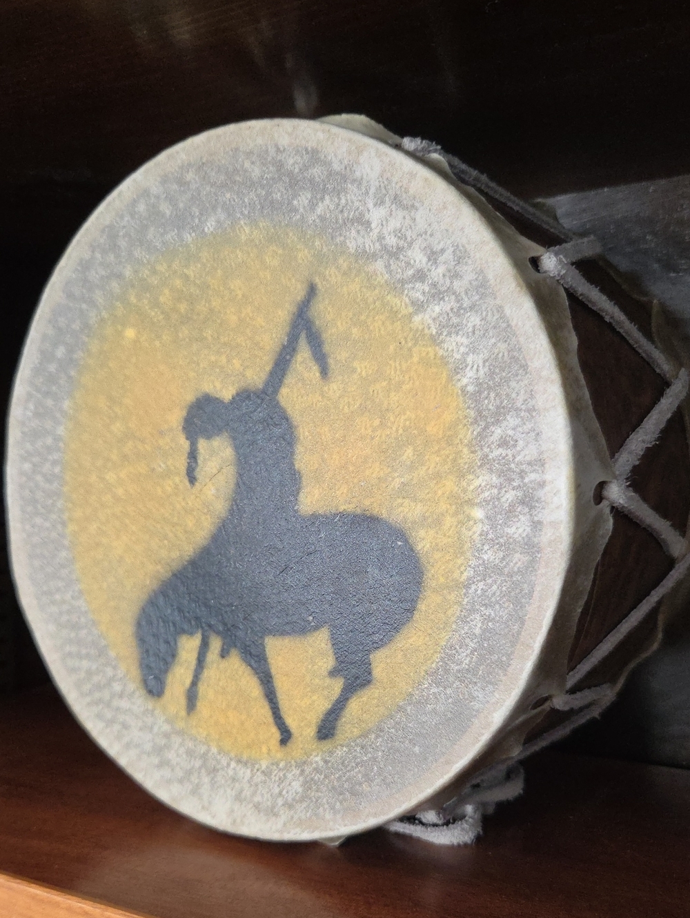 Tarahumara Handpainted drum "End Of Trail" Artwork